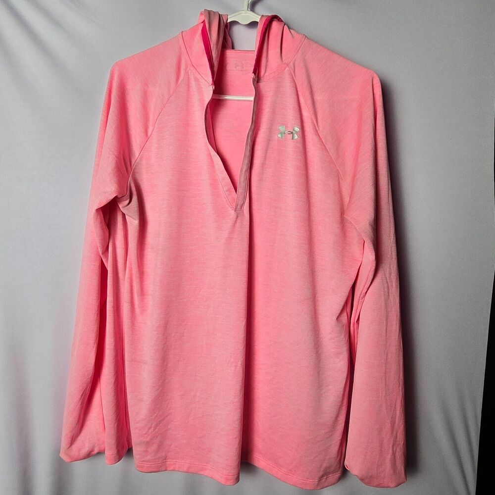 Under Armour Women's Hooded Sweatshirt Medium Pink Long Sleeve‎ 100% Polyester